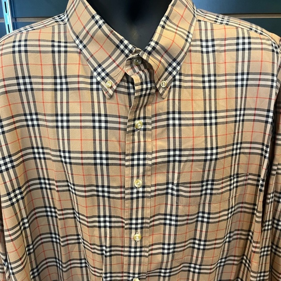 Burberry Beige and Black Plaid Button Down Shirt - Picture 2 of 9
